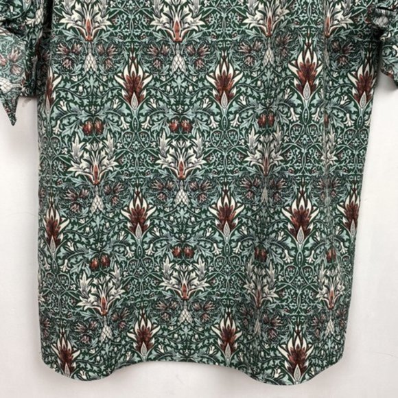 H&M x William Morris & Co 6 Floral Print Tunic Shift Dress Green Tie Sleeves - Picture 10 of 13